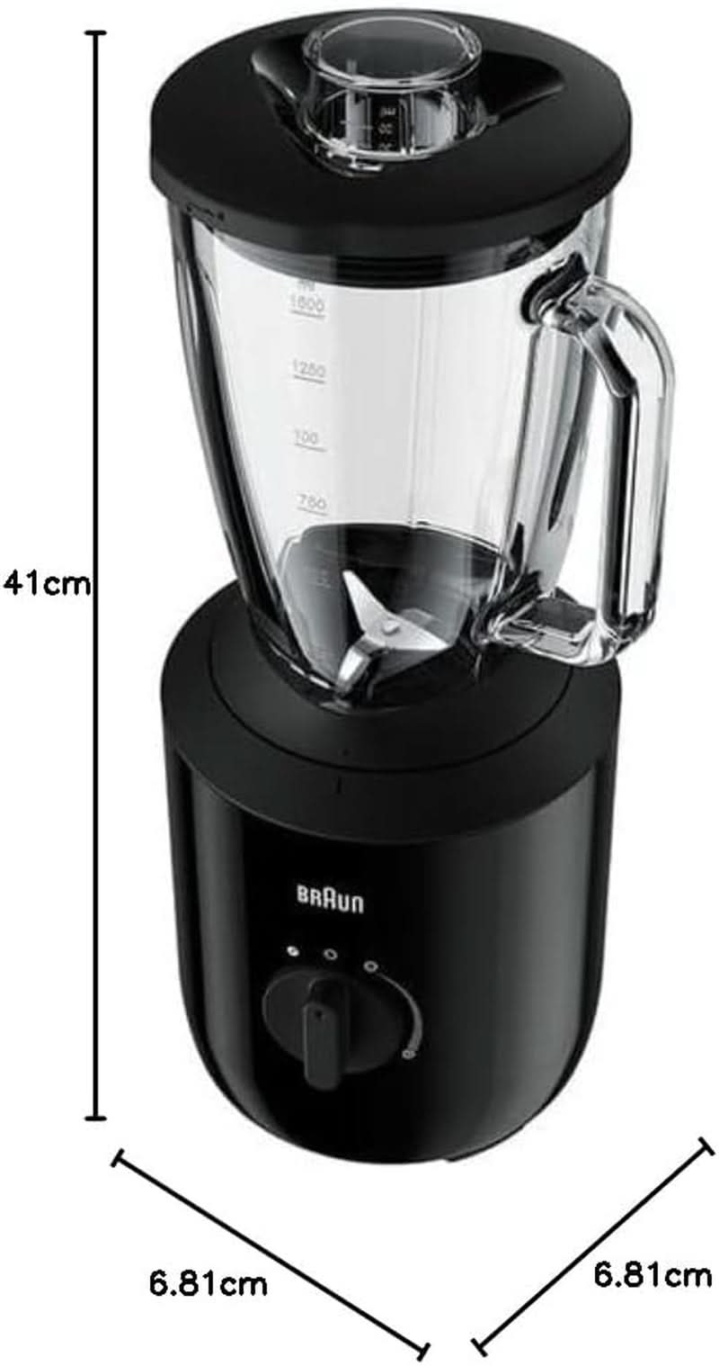 Braun Powerblend 3 JB 3150 BK stojanový mixér - 1,5 l Glas-Mixaufsatz, Küchenhelfer Zum Zerkleinern, Pürieren & Mixen, 800 Watt, Schwarz Kitchen Naty Shop