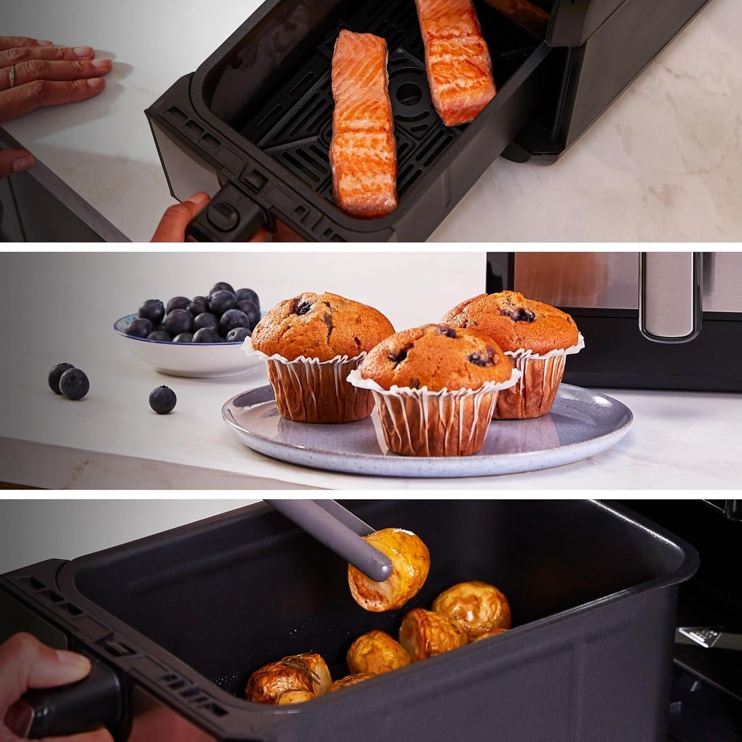 Kenwood Khealthy Twin Airfryer, 8L (2X4L), dvoukomorová, 8 programů, funkce Dual Cook & Sync Finish, dotykový displej Spotřebiče Naty Shop
