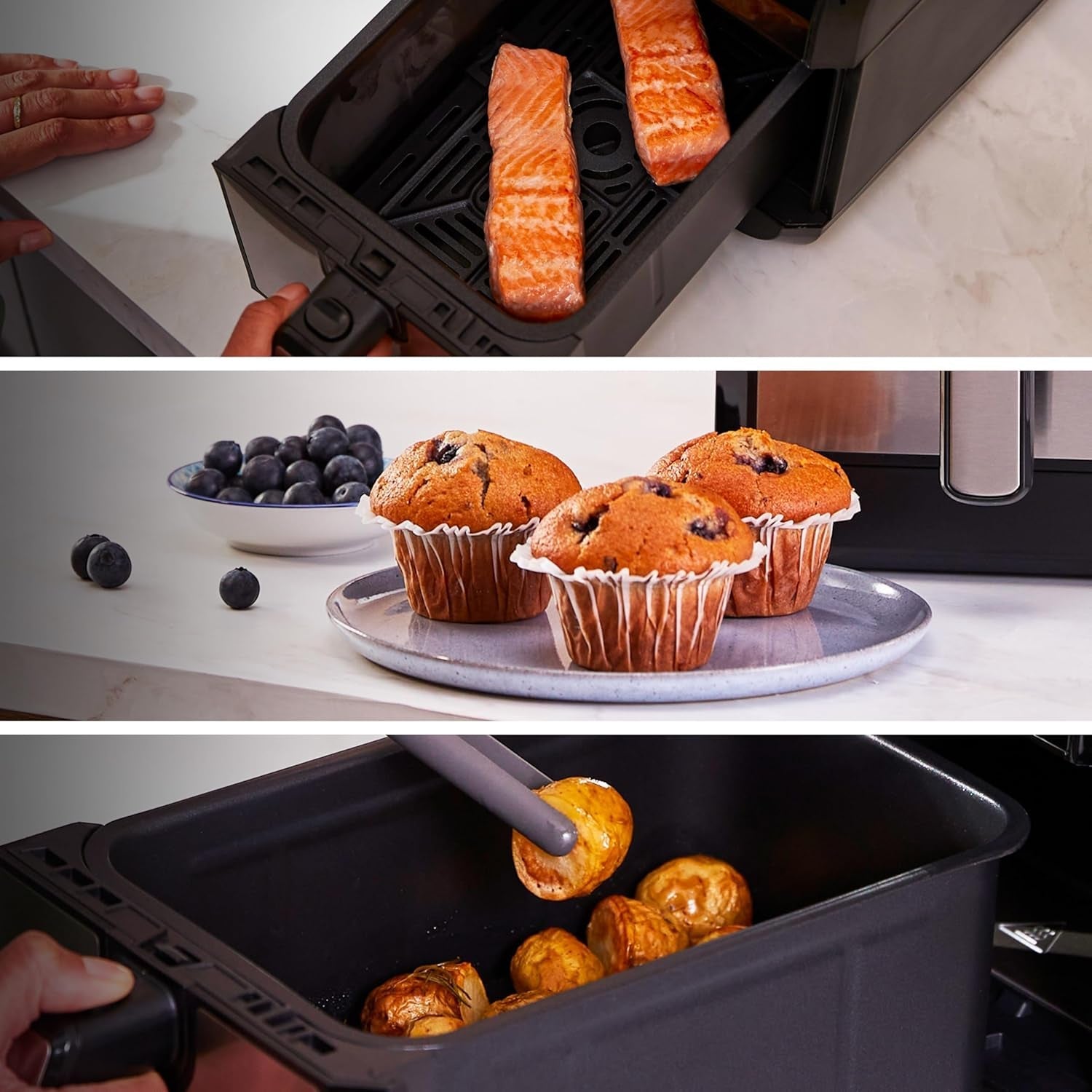 Kenwood Khealthy Twin Airfryer, 8L (2X4L), dvoukomorová, 8 programů, funkce Dual Cook & Sync Finish, dotykový displej Spotřebiče Naty Shop