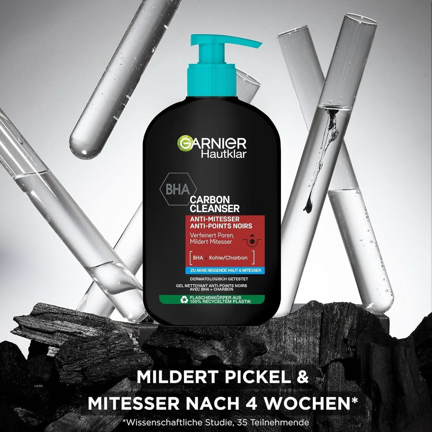 Garnier Charcoal Cleanser Čisticí gel na obličej proti černým tečkám a pupínkům 250 ml Sprcha & Bath Naty Shop