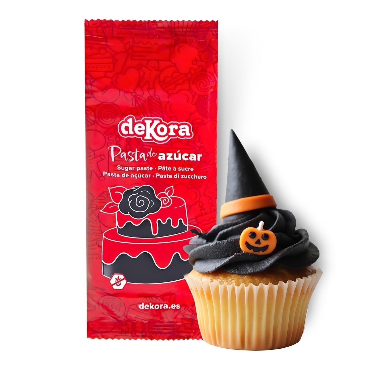 Dekora - Fondant z bílé cukrové pasty 150 g - Perfektní na dorty a ozdoby na pečení - Bez lepku a laktózy - Vanilková příchuť - Měkká, pružná a snadno tvarovatelná pro kreativní dekorace Naty Shop Černá cukrová pasta