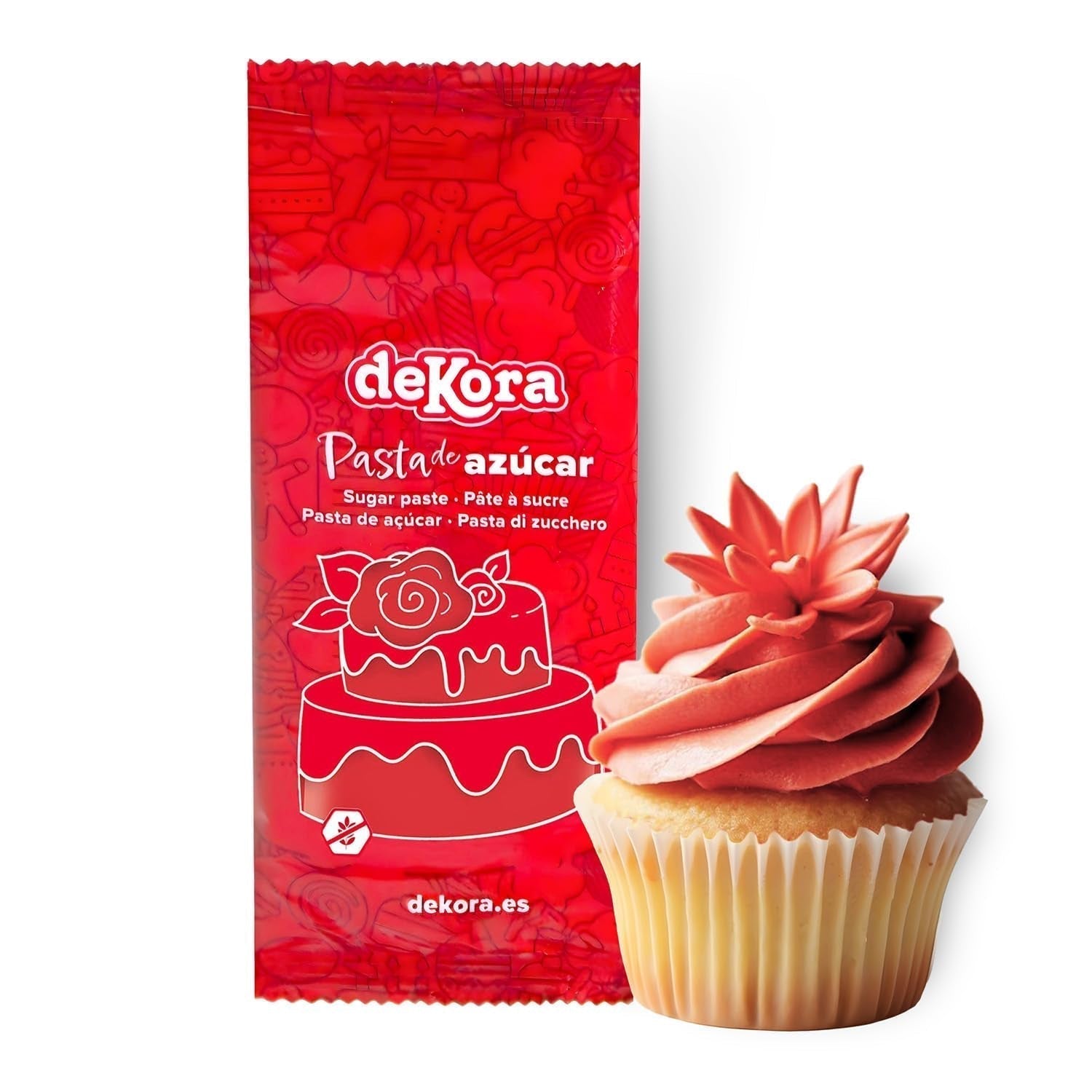 Dekora - Fondant z bílé cukrové pasty 150 g - Perfektní na dorty a ozdoby na pečení - Bez lepku a laktózy - Vanilková příchuť - Měkká, pružná a snadno tvarovatelná pro kreativní dekorace Naty Shop Red Sugar Paste