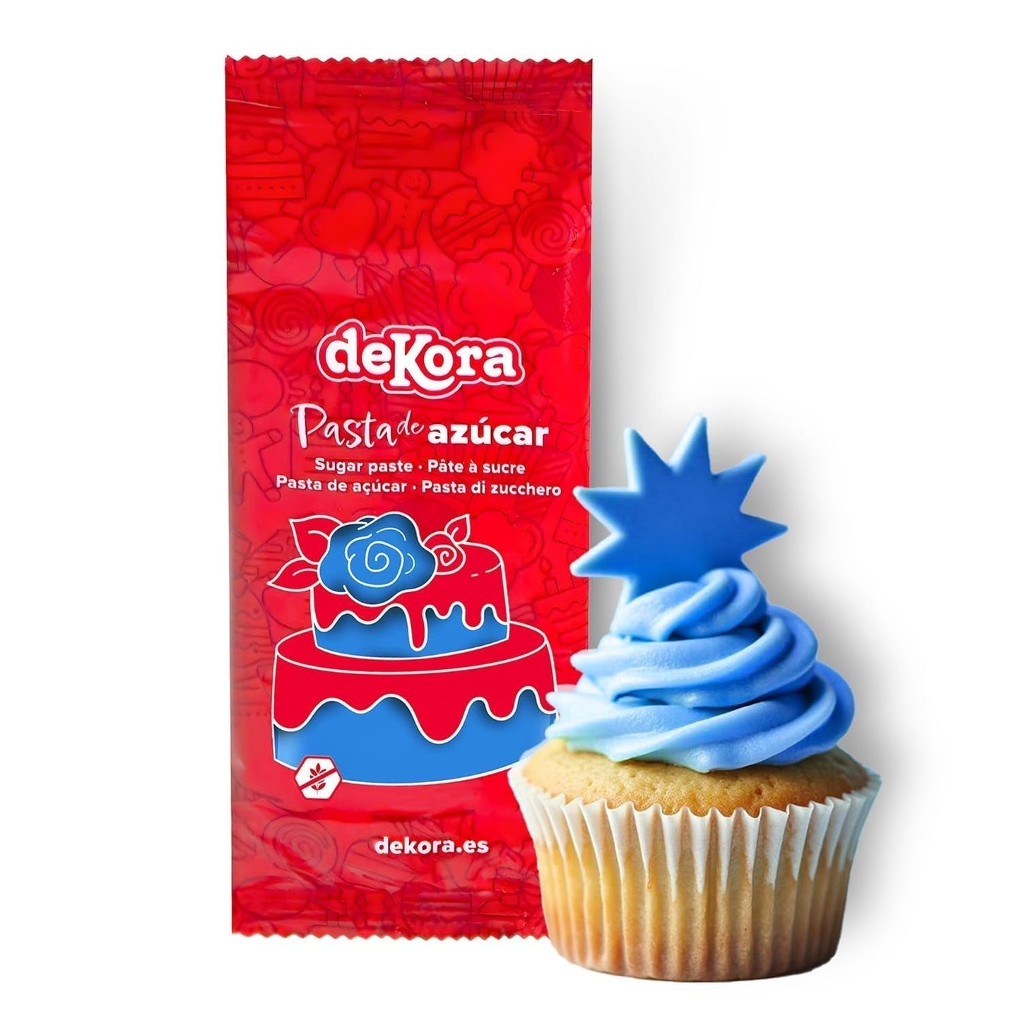 Dekora - Bílá cukrová pasta fondant 150g - Perfektní na dorty a ozdoby na pečení - Bez lepku a laktózy - Vanilková příchuť - Měkká, pružná a snadno tvarovatelná pro kreativní dekorace Naty Shop Blue Sugarpaste