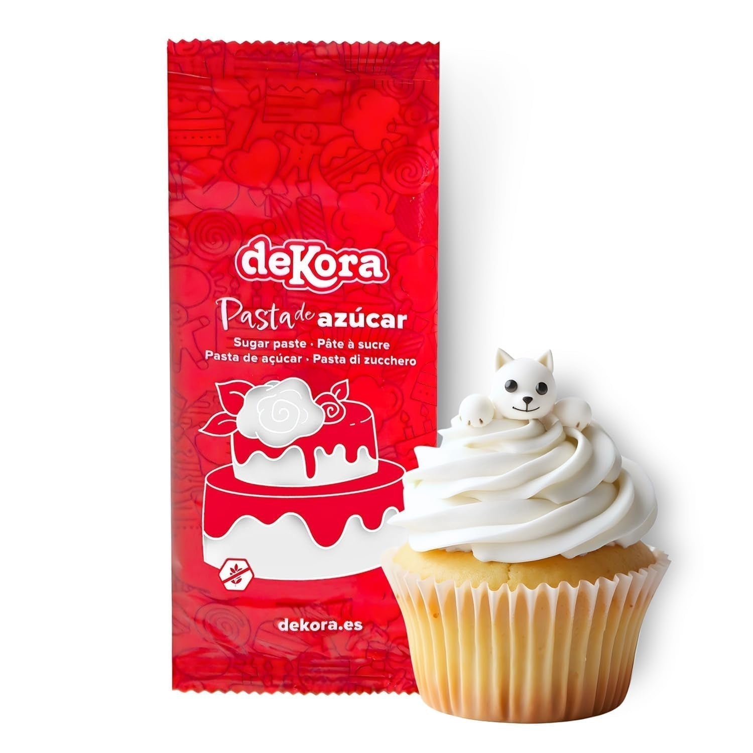 Dekora - Fondant z bílé cukrové pasty 150 g - Perfektní na dorty a ozdoby na pečení - Bez lepku a laktózy - Vanilková příchuť - Měkká, pružná a snadno tvarovatelná pro kreativní dekorace Naty Shop White Sugarpaste