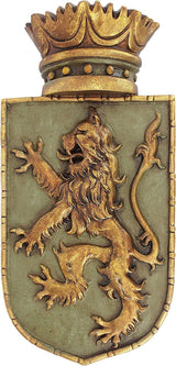 Design Toscano Medieval Shield Vzpřímený lev, nástěnná plastika Sošky a plastiky Naty Shop Rampant Medieval Shield