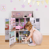 Olivia's Little World Dreamland Farmhouse Dětský interaktivní dřevěný domeček pro panenky 3 patra s 13 nábytkem pro panenky Bílá TD-13632A Domky pro panenky Naty Shop