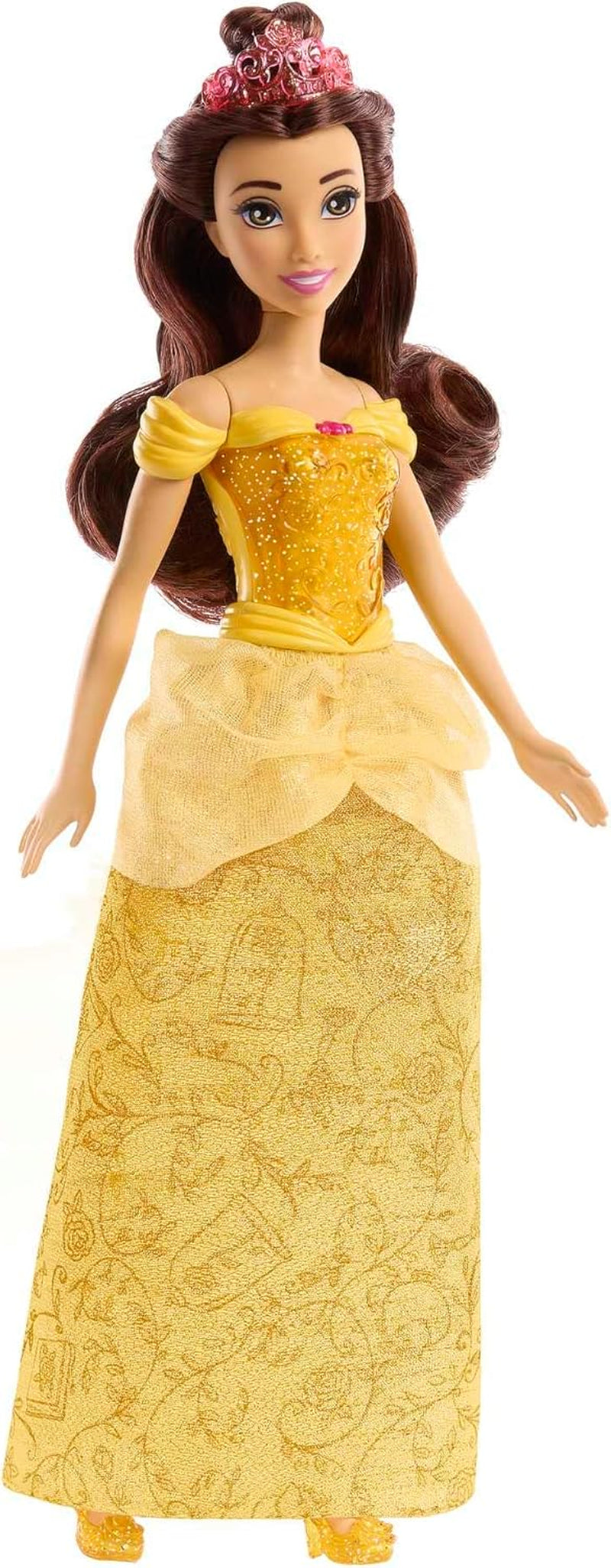 Mattel Disney Princess Toy Kloubová panenka Belle Fashion se třpytivým oblečením a doplňky Dárek pro děti inspirovaný filmem Disney HLW11