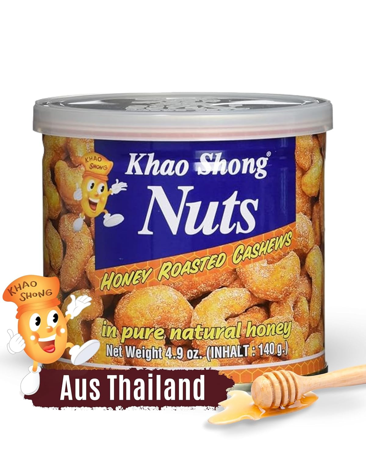 Khao Shong smažený zelený hrášek s wasabi, křupavý hrášek v pikantním těstíčku, nízkotučná alternativa k ořechům, středně pikantní, 1 plechovka 140 g | 140 g (1 balení)
