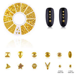4 krabičky Nagel Art Strass, 3D Nagel Art Decorations, Mix Größe Nagel Perlen Glitter Strass Gold Metall Hohlniet Nagelkunst Stern Mond Sonne Nagel Zubehör Für DIY Nageldesign