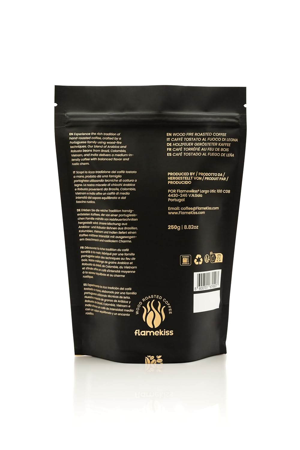 Kávová zrna 250g – Vysoce kvalitní espresso Arabica a Robusta, ručně pražené na dřevě, pro plnou a aromatickou chuť kávových zrn