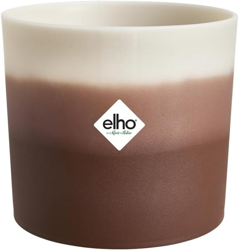elho Kulatý květináč s barevným přechodem 16 cm - Pokojové květináče - 100% recyklovaný plast - Ø 15,9 x V 14,7 - Hnědá/Cedrová hnědá