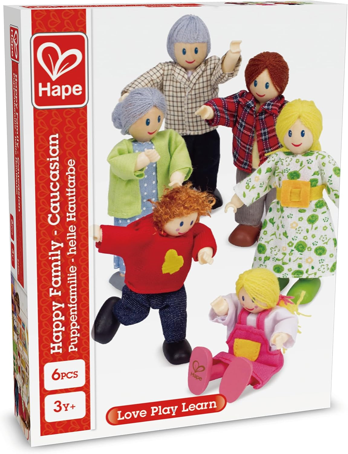 Rodinná sada panenek Hape Oceněná rodinná sada panenek Unikátní dřevěný domeček pro panenky Fantastická hra 6 členů rodiny panenek Naty Shop Dolls