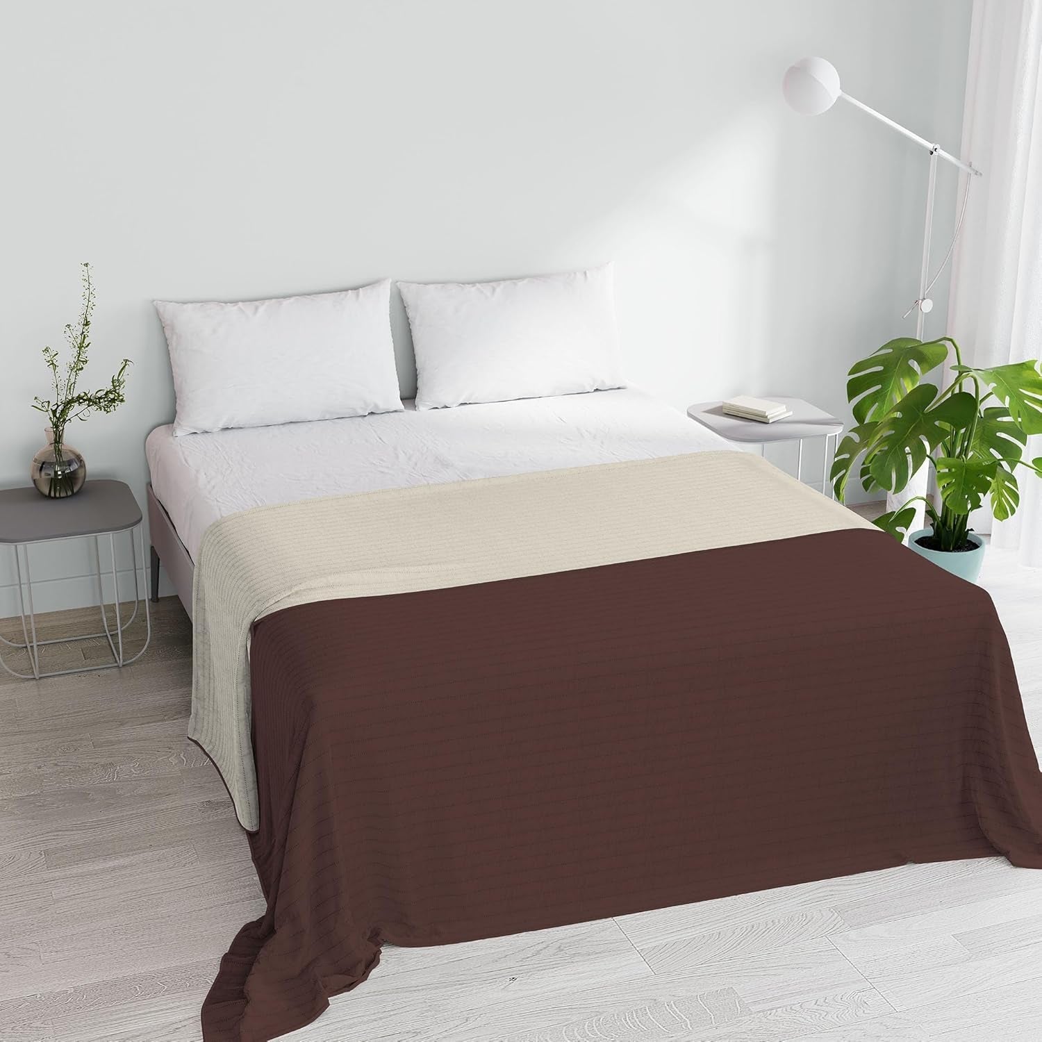 Oranžová/rezavá letní přikrývka z mikrovlákna na manželskou postel 250 X 250 cm Přikrývky a přikrývky Naty Shop Hnědá/krémová manželská 250 x 250 cm