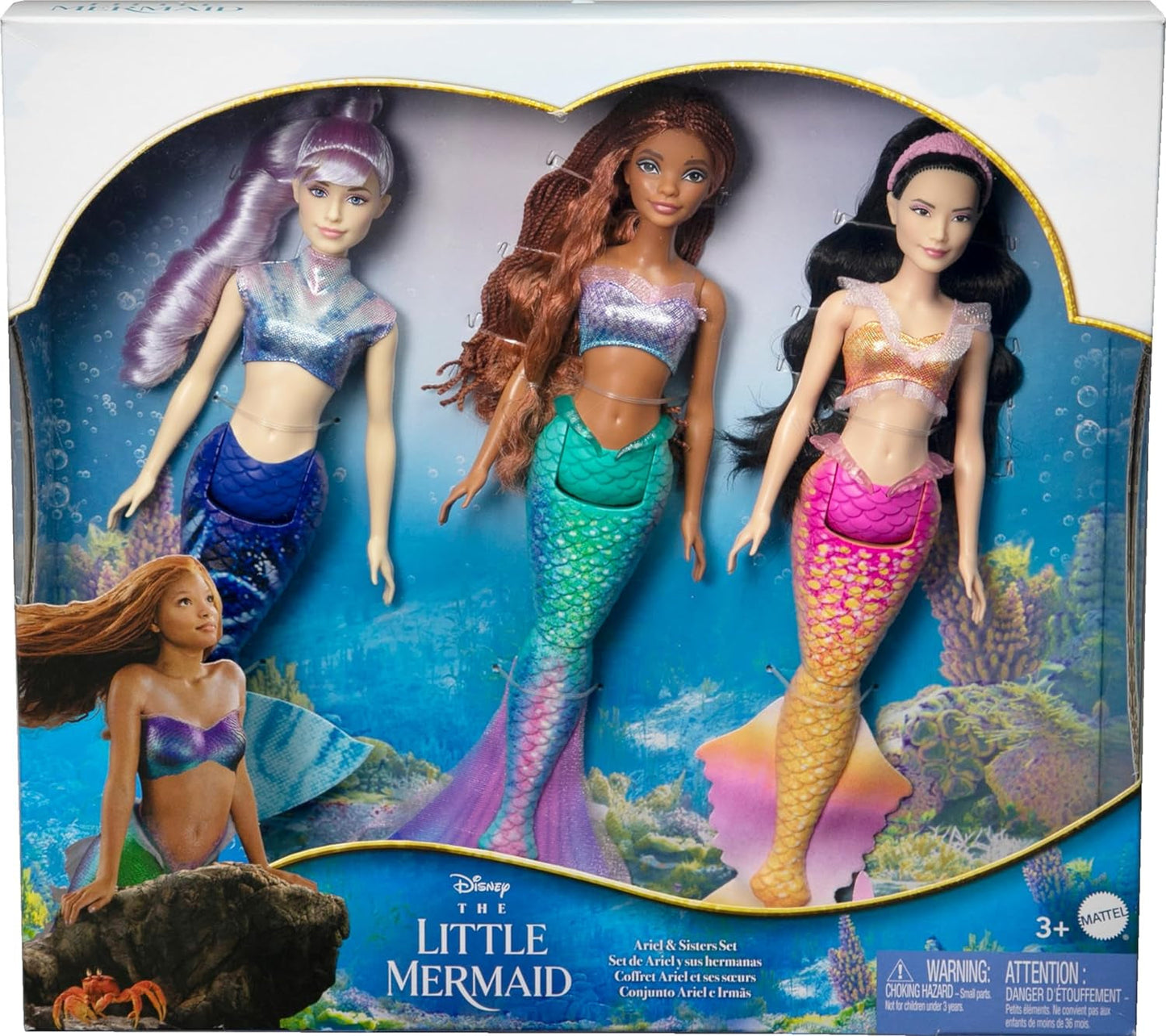 Mattel DISNEY Arielle Mořská panna - Sada s Malou, Karinou a Arielle, jedinečné oblečení a účesy, pro nápadité hraní a sběratelství, pro děti od 3 let, HND29 Naty Shop Dolls