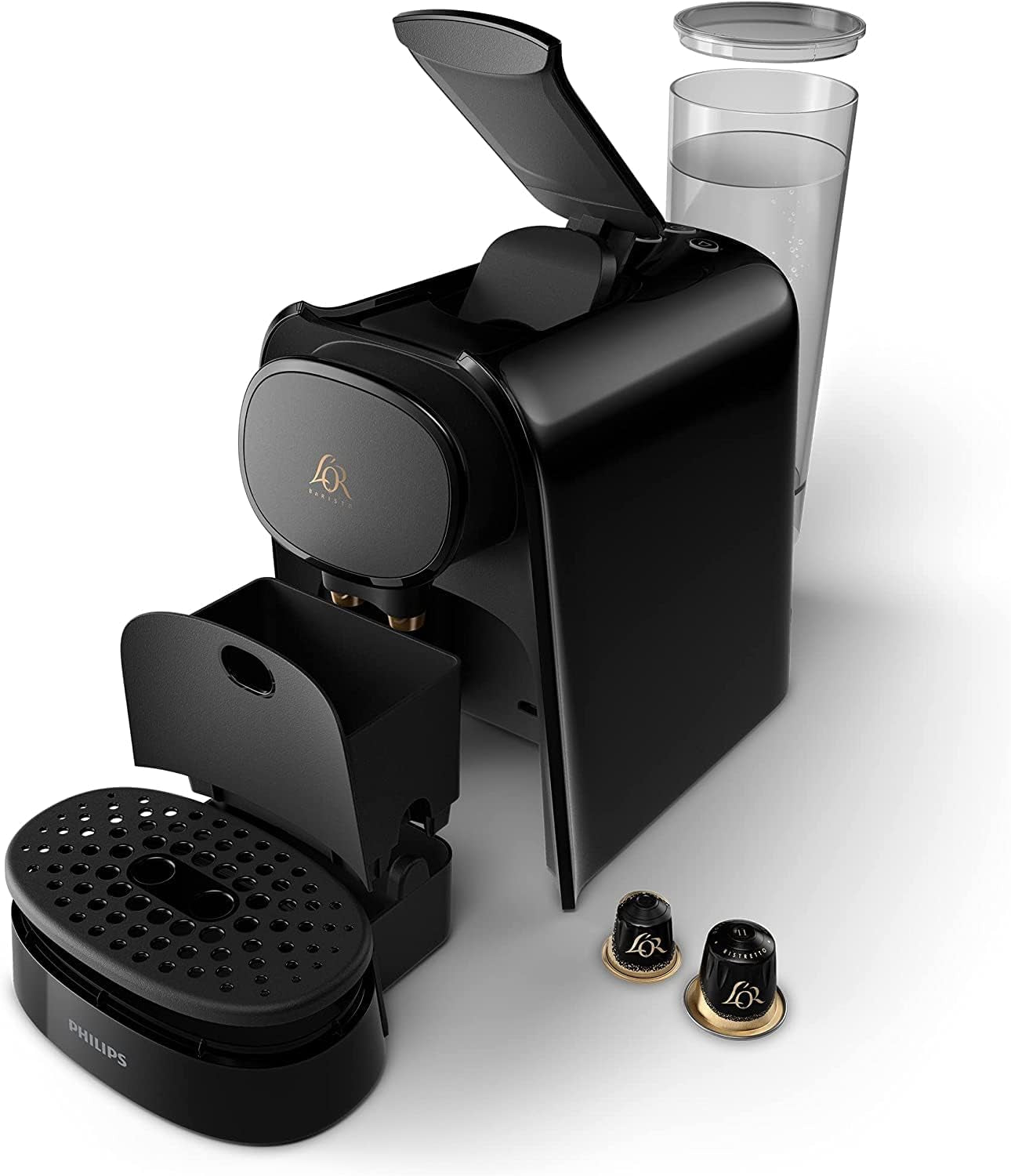 Kávovar na espresso na kapsle PHILIPS LM8012/60 – dvě dávky, dvojité potěšení, 1 nebo 2 šálky, Ristretto, Espresso, Lungo nebo Grand Café Long, dvojitá kapsle, originální kvalita espressa, klavírní černá