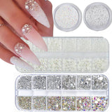 GZMAYUEN Nail Art Perlen Micro Caviar Für Nägel, 0,3-3 mm Goldene Silber Mini Caviar Strasssteine, Weiß Béžový Mini Nägel Perlen Mikroperlen Dekor Für Nägel