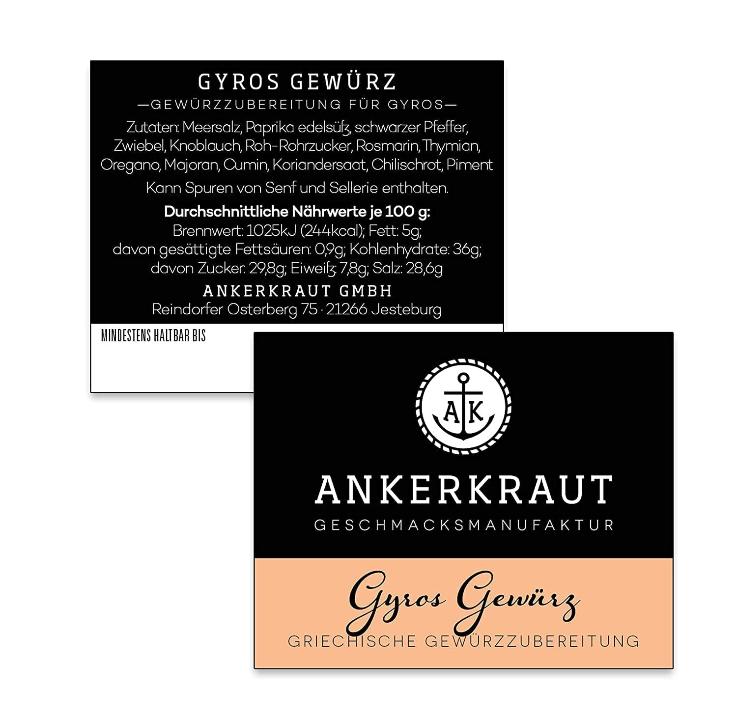 Ankerkraut Gyros, Gewürzmischung für Gyros, egal ob aus der Pfanne nebo vom Grill, mit Zwiebel, Knoblauch, majoránka, kmín, Piment und mehr, 80 g v Korkenglas