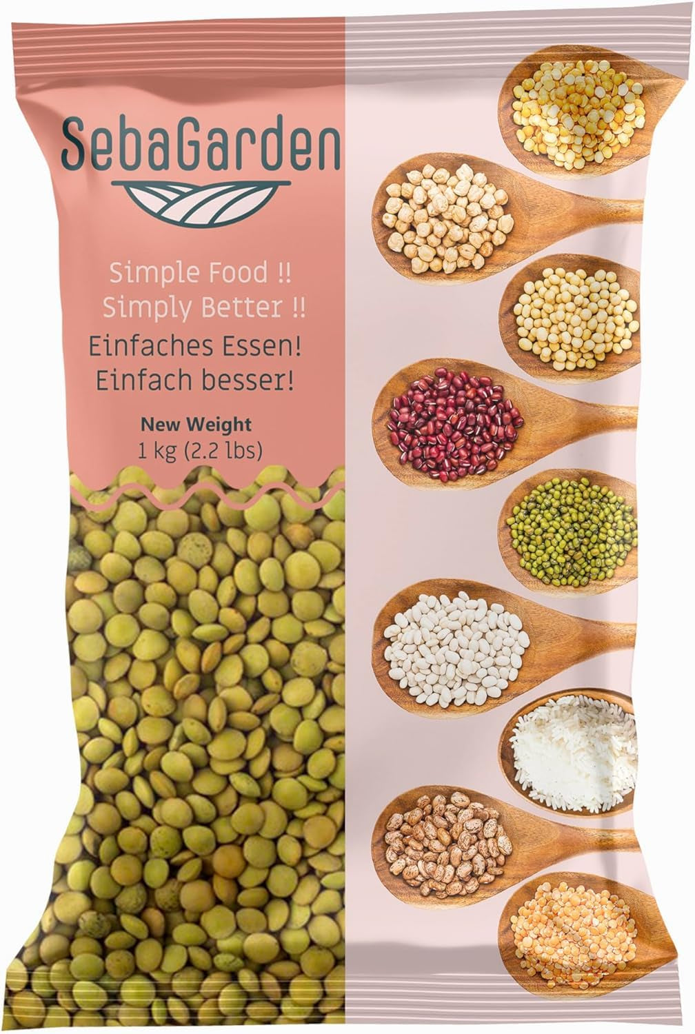 Zelená čočka – odrůda Laird, 1 kg balení | Prémiová kvalita, celá čočka | Bohaté na bílkoviny a vlákninu | Veganské, bez GMO | Ideální pro polévky, saláty, kari a přípravu jídel