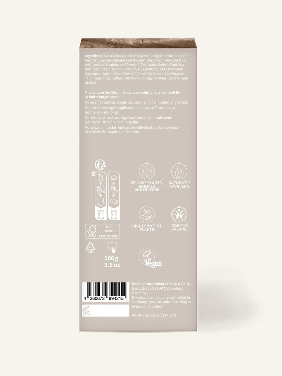 khadi BERLIN BLOND rostlinná barva na vlasy - barví vlasy v chladném šedo-blond odstínu - přírodní barva na vlasy 100% rostlinná, přírodní a veganská - 100g Barva na vlasy Naty Shop