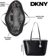 DKNY Dámská střední kožená taška Bryant Tote Bag, černá / zlatá Dámské tašky Naty Shop