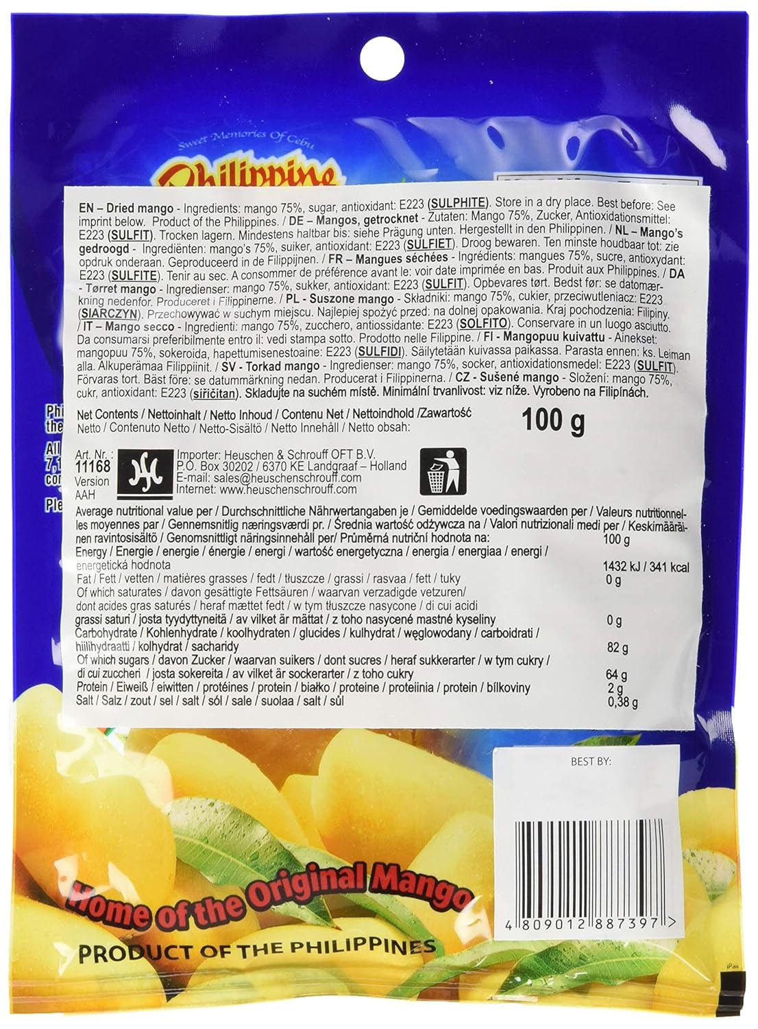 Sladkosti se sušeným mangem, 1 balení (1 x 100 g) Dehydrované produkty Naty Shop