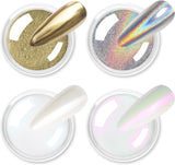 Chrom Nagel Pulver 4 Farben Irisierendes Aurora Pulver Metallic Spiegel Effekt Pigment Pearlescent Meerjungfrau Glitter Einhorn Glitter Für Gel Polish Nail Art Dekoration-Purpurgrüner Jadeit