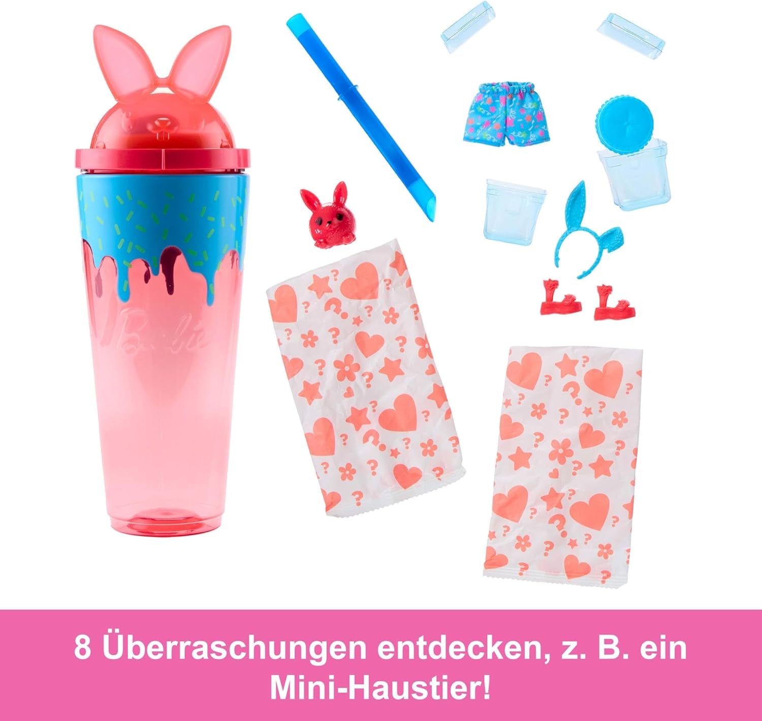 Panenka Barbie Pop Reveal a příslušenství Set Shakes Series Roztomilé vonící kotě Módní panenka a mazlíček s 8 překvapeními včetně změny barvy JCN87
