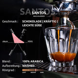 Santos | Kávová zrna 2500g - 100% Arabica z Brazílie | pro espresso, cappuccino nebo silnou filtrovanou kávu | Všestranná pečeně | Klasická káva – perfektní úvod do speciální kávy