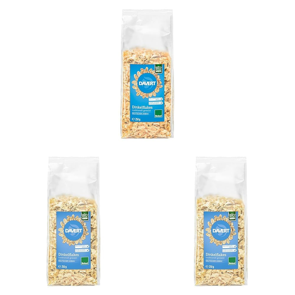 Fulgi de speltă Davert Organic 250g – Fără adaos de zahăr sau sare, ușor aromat și minunat de crocanți – 100% calitate organică Davert (1 x 250g)