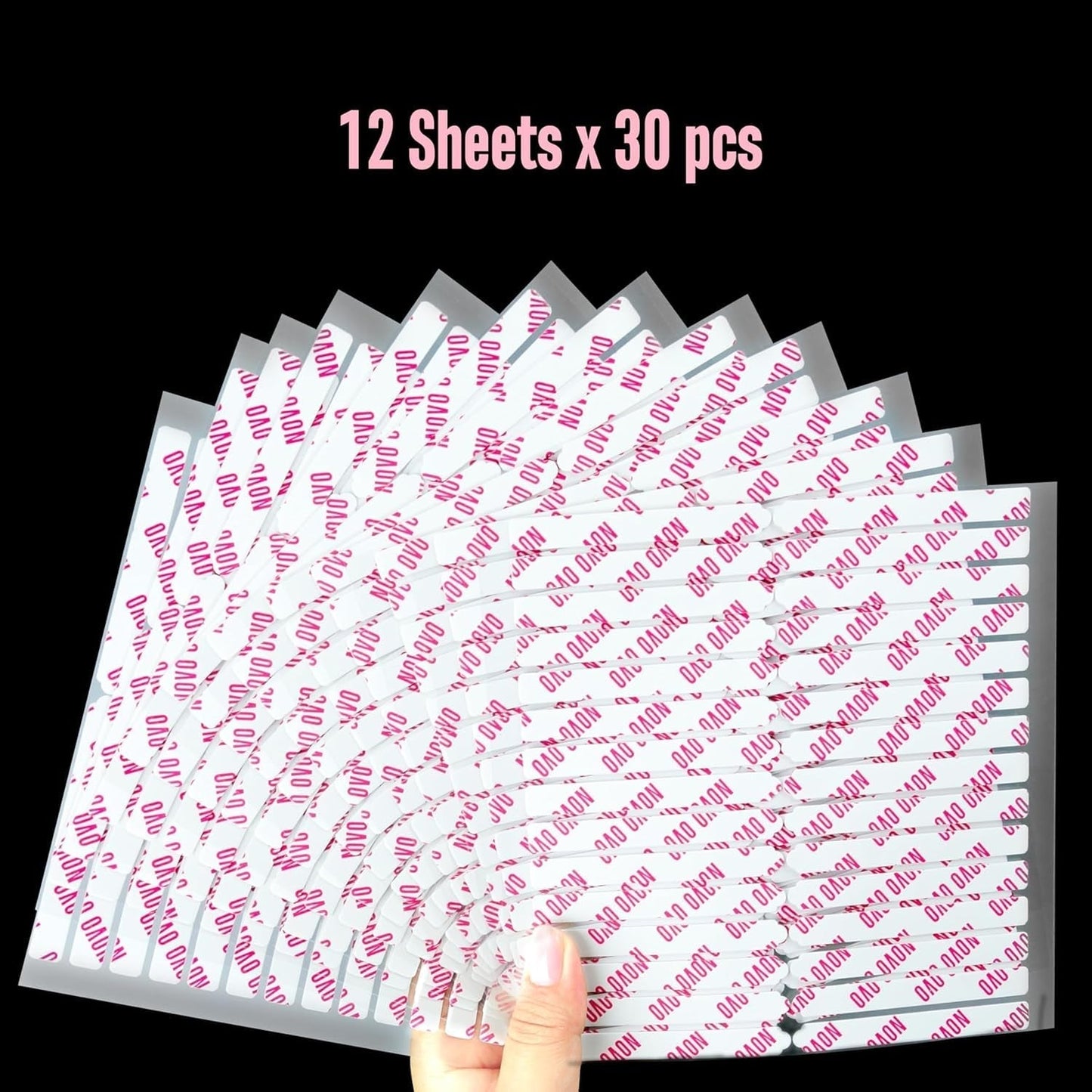 NOVO OVO 360 ks Snadné odtržení Přitisknout na displej na nehty Lepicí list Průhledný oboustranný Nail Art Příloha/balení/skladování/cvičení/příslušenství, 30ks x 12 listů