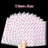 NOVO OVO 360 ks Snadné odtržení Přitisknout na displej na nehty Lepicí list Průhledný oboustranný Nail Art Příloha/balení/skladování/cvičení/příslušenství, 30ks x 12 listů