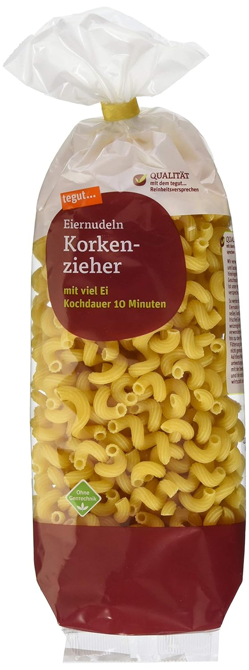 tegut... Nudle s vejcem, vývrtka, 1 x 500 g