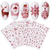JMEOWIO Nagelsticker Weihnachten 9 Blatt Nail Art Sticker Selbtklebend Nagelaufkleber Schneeflocke Schneemann Festival Weißes Zlatá dekorace Nageldesign Zubehör