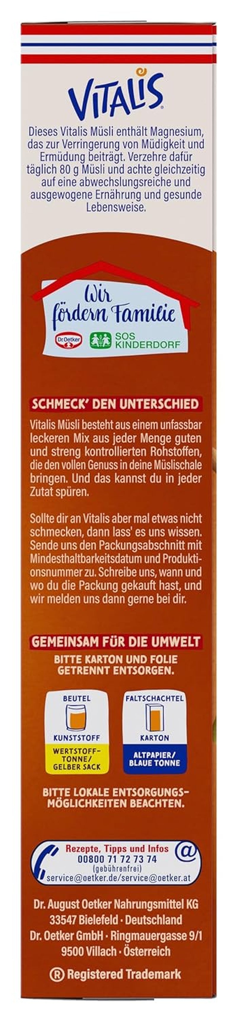 Oetker Vitalis Opékané müsli s brusinkami a dýňovými semínky: Opékané müsli se sušenými brusinkami, balení 8 ks (8 x 501 g)