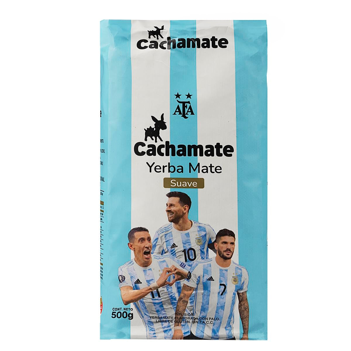 CACHAMATE Mundial Suave 500G | Speciální edice fotbal | Argentinská Yerba Mate | 12 měsíců přirozeného zrání | Antioxidační a diuretické vlastnosti