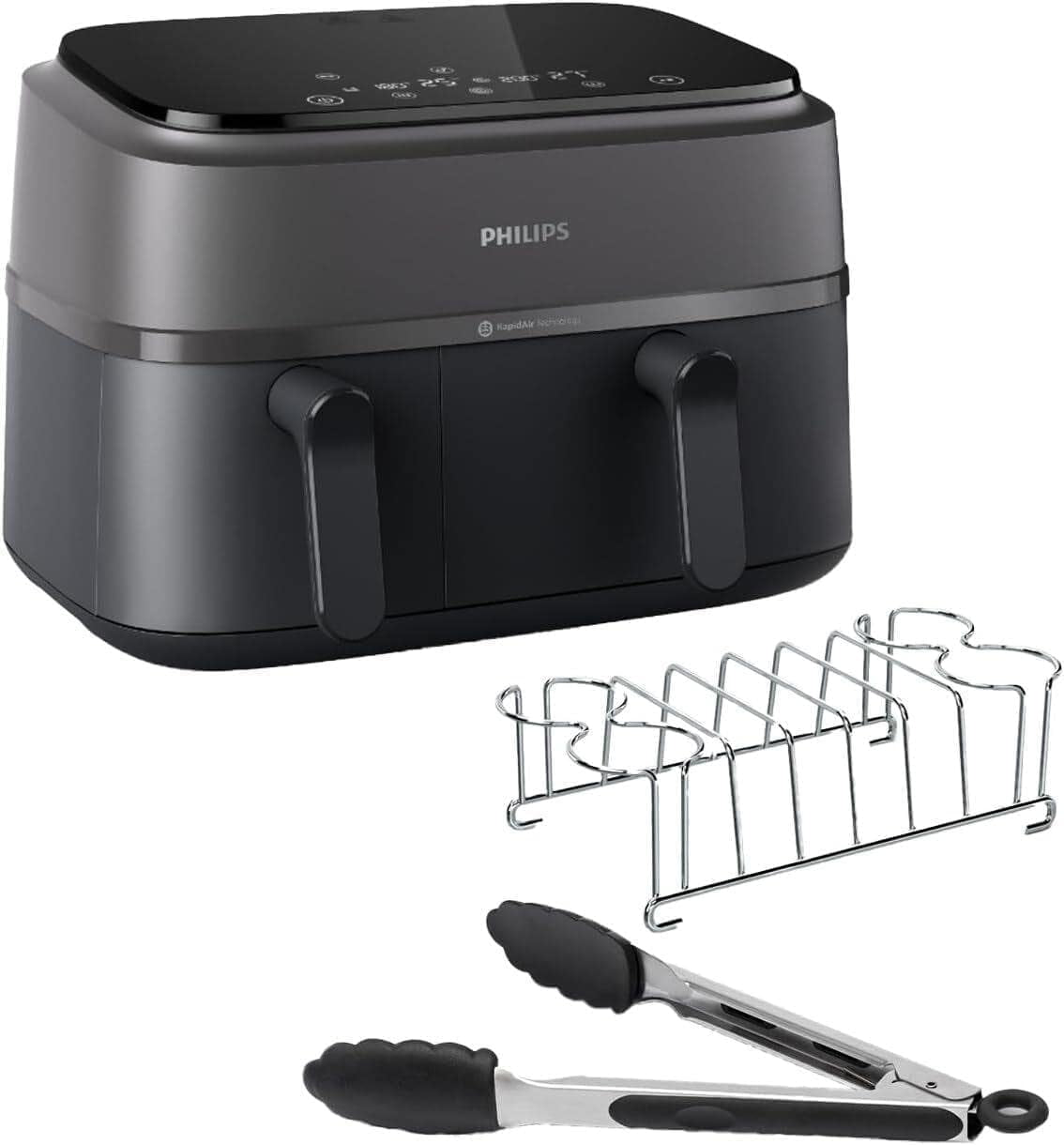 Philips Dual Basket Airfryer 3000 Series se snídaňovou sadou, 9 litrů, 2 zásuvky Domácí spotřebiče Naty Shop Výchozí název