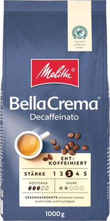 Melitta BellaCrema La Crema zrnková káva 1 kg a BellaCrema Decaffeinato zrnková káva bez kofeinu 1 kg