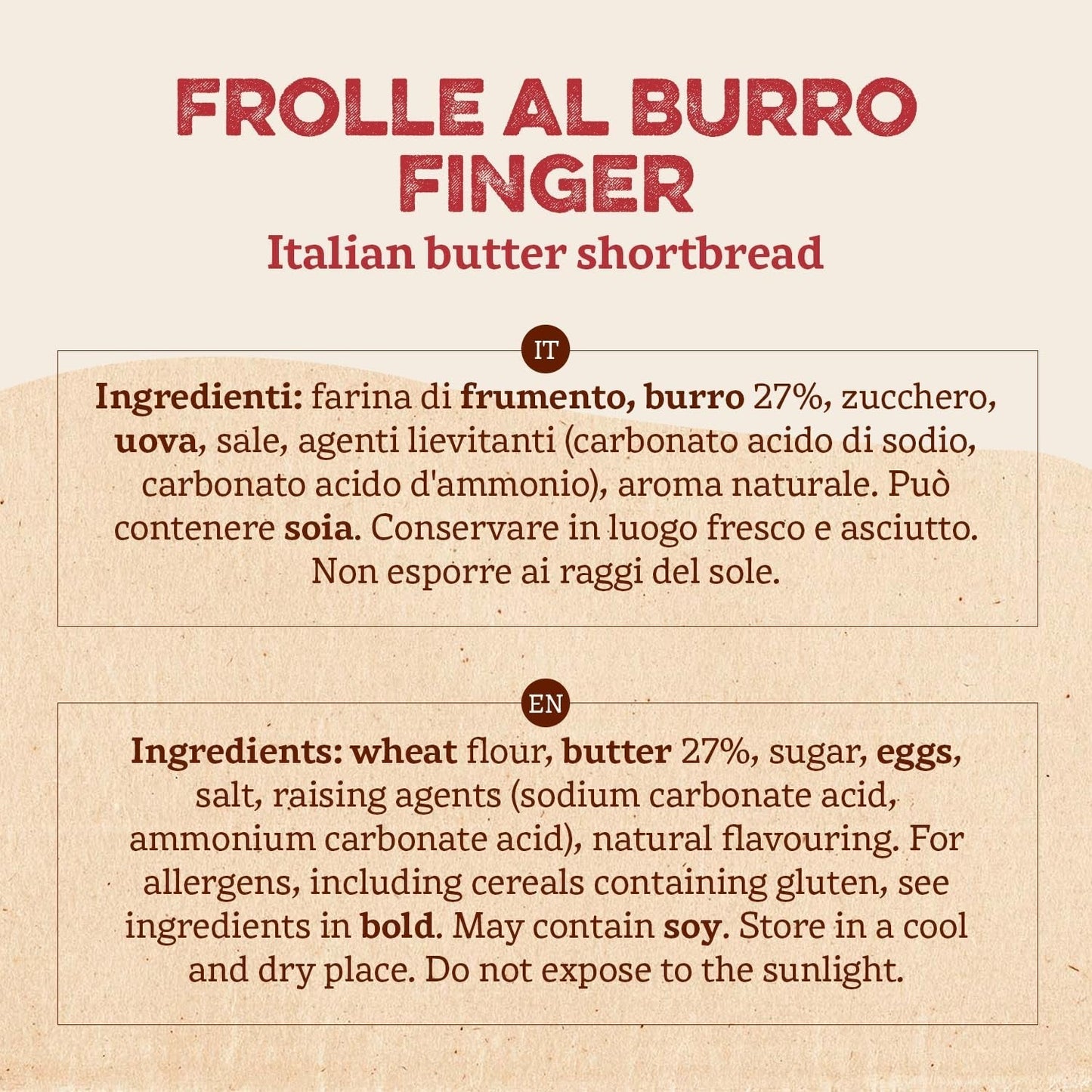 Frolle Al Burro prsty. Biscotti tradičně připravované Come Una Volta. Ideální Come Fine Pasto Goloso, Ma Anche Da Abbinare Al the O Al Caffè. Balení Ano 150G