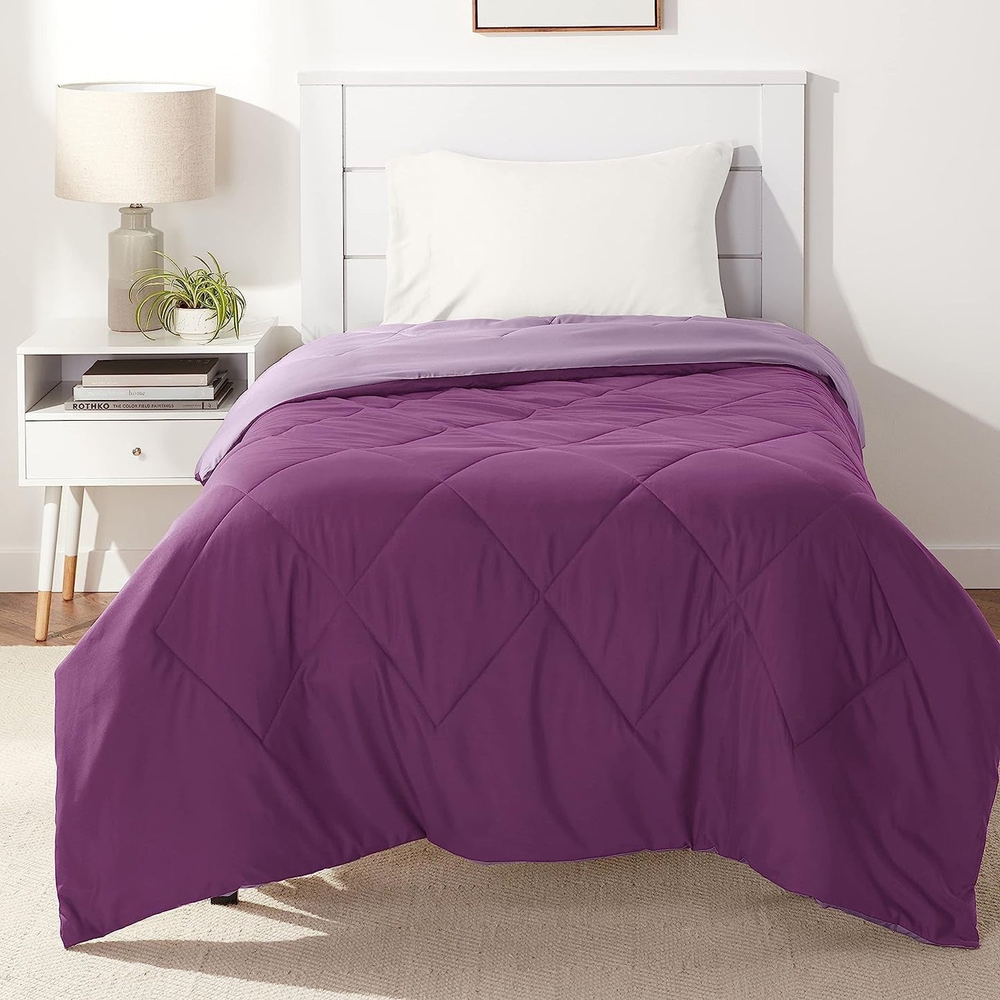 Amazon Basics povlak na přikrývku z mikrovlákna, lze použít oboustranně, 220 X 240 Cm, šedá / černá Peřiny a přikrývky Naty Shop Plum / světle fialová 160 X 229 Cm