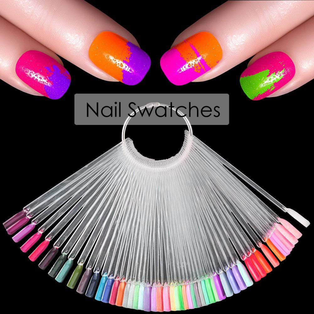 150 Stück Nail Art Tips Prsten, transparentní Farbe Karte Platten Nagelleck Display Ring Sticks, Nagel Salon Übungen Display Tips na nehty