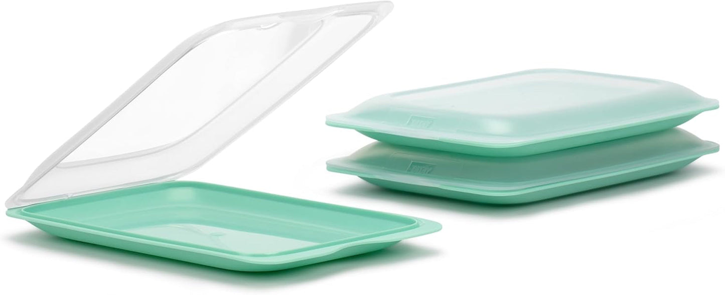 Sada 4 krabic TATAY Fresh Slicer Box, bez BPA, opakovaně použitelné, stohovatelné, do myčky a MWO, náhodné barvy. Rozměry 17 cm x 3,2 cm x 25,2 cm Sada 3 krabic na skladování potravin Naty Shop – mátově zelená