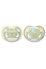 Noční dudlík Philips AVENT Ultra Air pro děti 18+ měsíců Zářící ve tmě Twin Pack Cloud/Tiger (model SCF376/01)
