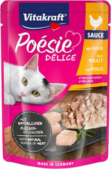 Vitakraft Poésie Délice, Nassfutter Katze, Katzennassfutter v omáčce, s kuřecím masem, Vorratspackung, bez Zusatz von Zucker und Getreide (23x 85g)