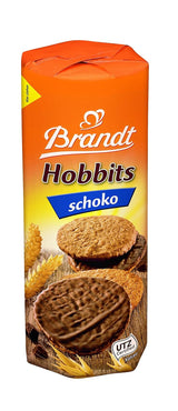 Brandt Hobbits Čokoláda 265g balení - Křupavé celozrnné čokoládové ovesné sušenky - Křupavé těsto pro celou rodinu - v praktické sušenkové roládě