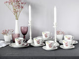 CreaTable, 24024, Square Orchid Series, 18dílná sada nádobí pro 6, Porcelánový kávový servis, Vhodné do myčky a mikrovlnné trouby, Kvalitní výroba