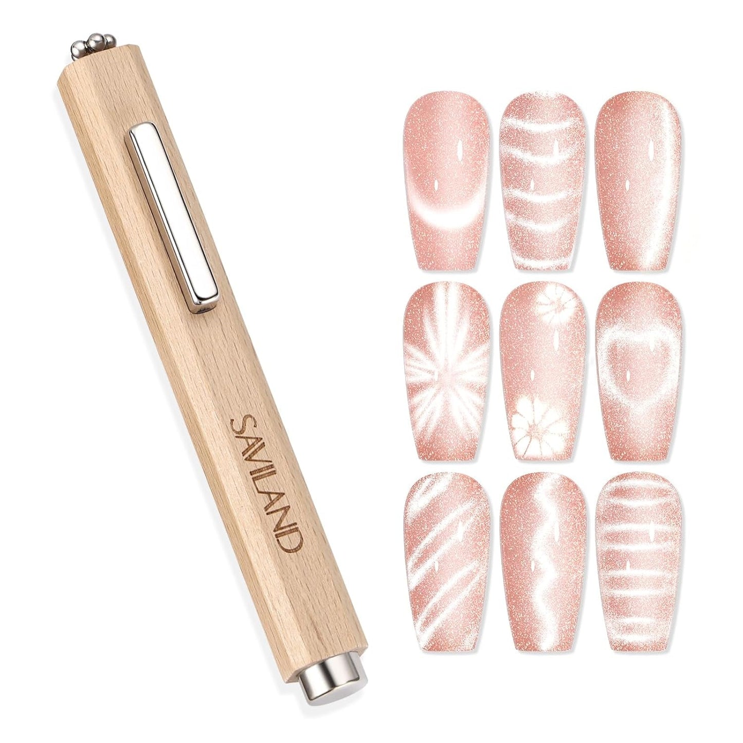 SAVILAND 4X Hochfester Magnet pro kočičí oči pro Nagel: Magnet na nehty 3 v 1 Rund Lange Streifenperle N35 Neodym Ultra Strong Magnet Für Nagellack Präzise 3S Formung Gel pro kočičí oči Nagellack Magnet Magnetstift
