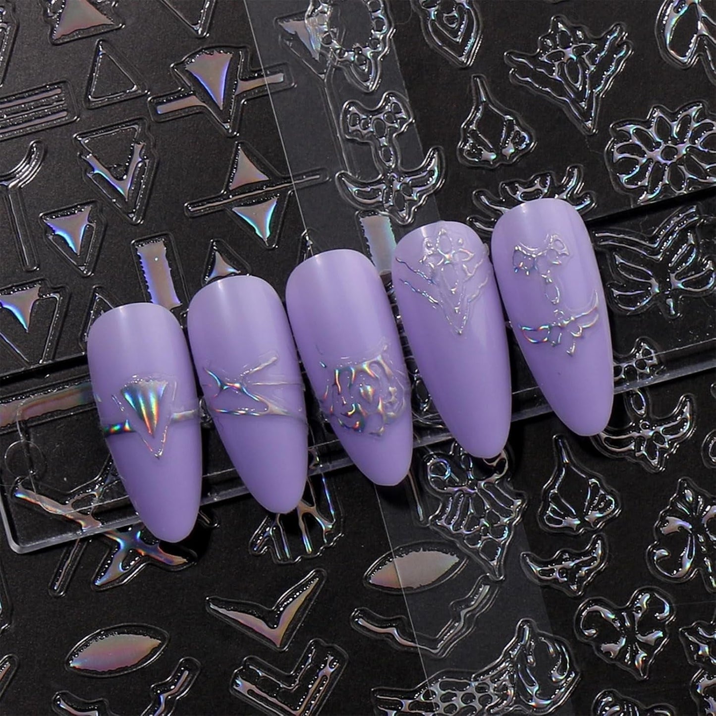 Jmeowio Nagelsticker Aurora Geometrisch 12 Blatt Nail Art Sticker Selbtklebend Nagelaufkleber Bunt Dekoration Nageldesign Zubehör