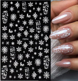 JMEOWIO Nálepka na nehty Weihnachten 8 Blatt Nagelaufkleber Selbtklebend Weiße Schneeflocken Nálepka na zimní nehty Dekoration Nageldesign Zubehör