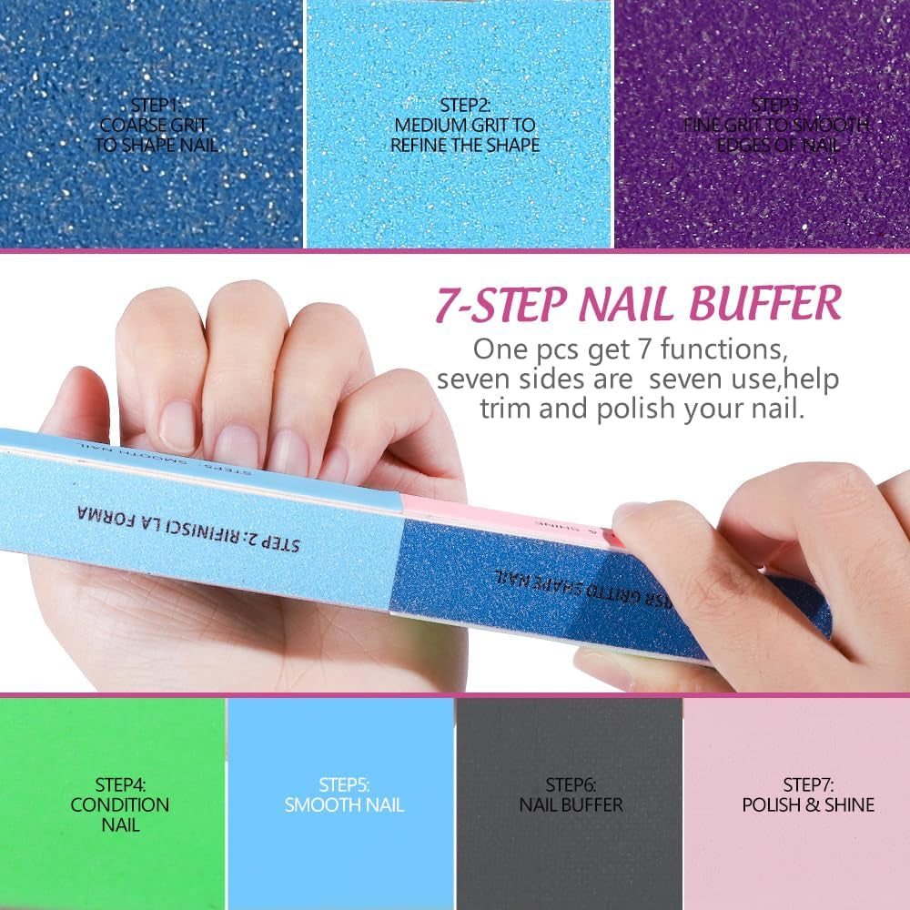 FANDAMEI 20 Stücke Buffer Für Nagel, Nagelfilen Für Gelnägel, Profi Nagelfeile 100/180, Polierfeile Fingernägel, Filen Für Gelnägel, Manikúra & Pedikúra Set