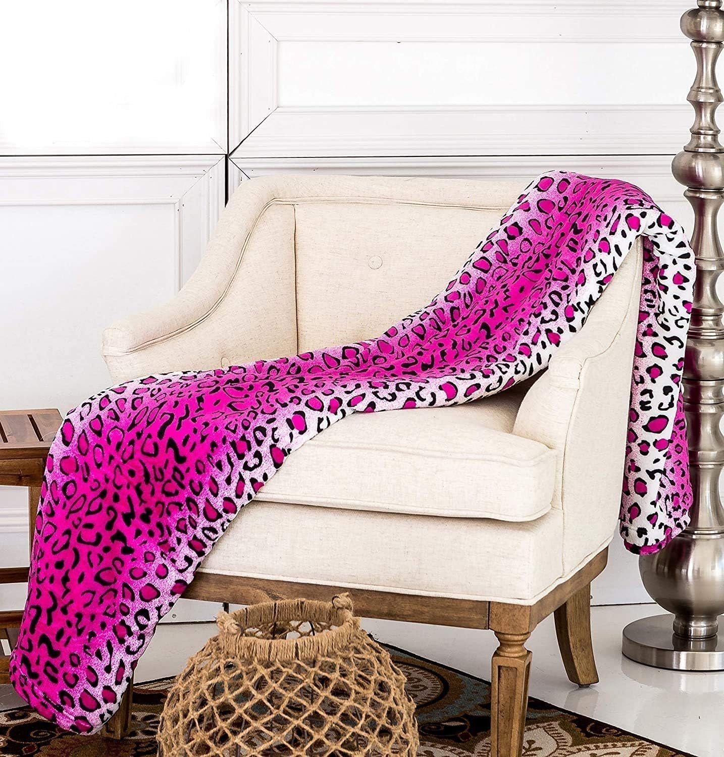 Domů Must Haves Queen/King Zebra Žirafa Safari Zvíře Tisk Celoroční Super Měkká Teplá Pohovka Přehoz Deka Velikost postele Růžová Polyester Růžová Leopardí přikrývky a přikrývky Naty Shop Výchozí název
